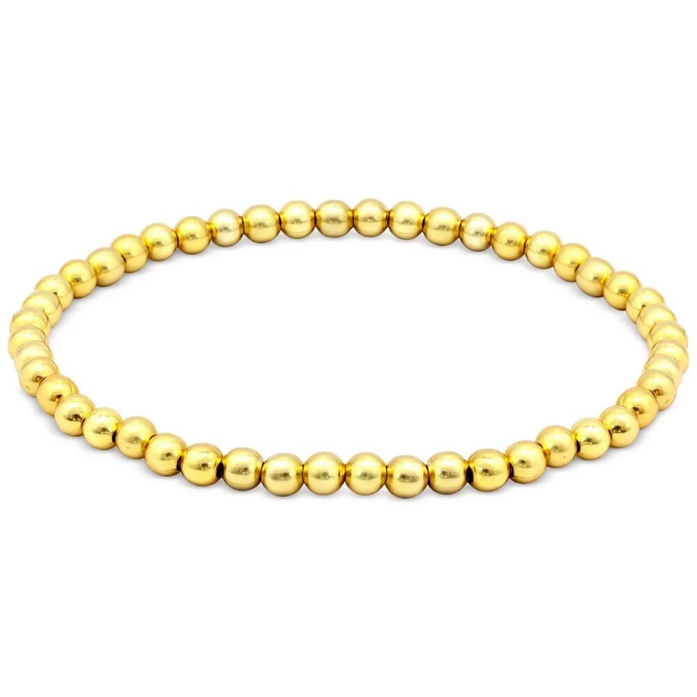 Giani Bernini 4mm Polished Beaded Stretch Bracelet 18K Gold Over Sterling Silver